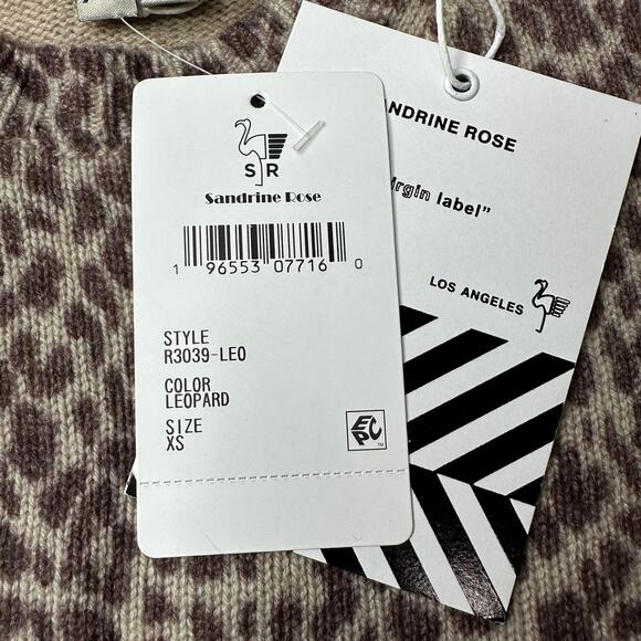 Sandrine Rose Wool Cashmere Blend Leopard Print Sweater Women XS NWT Braid - Picture 12 of 12